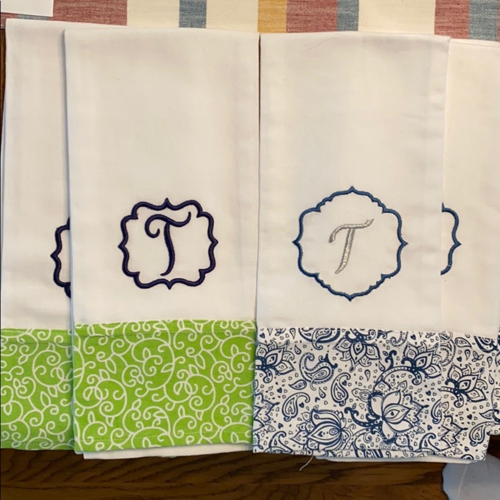 4 Pack “T” Initial Hand Towels - NEVER USED